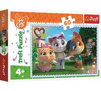 Tréfl - 44 Cats, Jeux Entre Amis - Puzzle 60 éléments - Puzzles colorés avec Personnages de Contes de fées 44 Chats, Divertissement créatif, Amusant pour Les Enfants à partir de 4 Ans