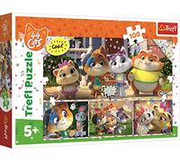Tréfl - 44 Cats, Une Bonne équipe d'amis - Puzzle 100 Elements - Puzzles Colorés avec des Personnages de Contes de Fées 44 Chats, Divertissement Créatif, Amusant pour Les Enfants à Partir de 5 Ans