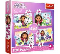 Trefl 4en1, 35 À 70 Pièces-Puzzles avec des Personnages de Contes de Fées, Niveaux de Difficulté, pour Les Enfants À Partir de 4 Ans, 34620, Gabby's Dollhouse, Les Aventures de Gabi, Taille Unique