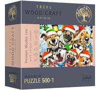 Trefl-500+1 pièces, Wood Craft, Artisanat en Bois, 50 Figurines, Bricolage, Divertissement pour Adultes et Enfants à partir de 12 Ans Puzzle, 20173, Chiens de Noël
