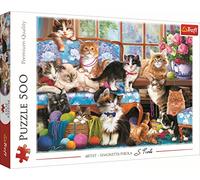Trefl 500 Pièces DIY Moderne, Divertissement Créatif, Amusant, Puzzles Classiques avec Animaux, pour Adultes et Enfants à partir de 10 Ans, 37425, Famille de Chats
