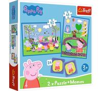 TREFL 93331 Puzzle 2en1+Memo Peppa Pig - 34+48 pièces 2x12 cartes mémo