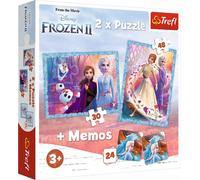 TREFL 93335 Puzzle 2en1+Memo Disney Frozen - 34+48Teile 2x12 Memokarten