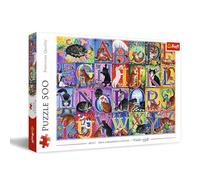 Trefl Alphabet de Chats 500 Pièces-DIY avec Les Animaux, Collage de Peinture, Puzzle Classique pour Les Adultes et Les Enfants à partir de 10 Ans, 37527, Multicoloured