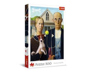 Trefl - American Gothic : Edition de Chien - Puzzle 500 Pièces - DIY avec l’Art, Classique pour Les Adultes et Les Enfants à partir de 10 Ans