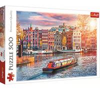 Trefl - Amsterdam, Pays-Bas - Puzzle 500 pièces - Paysage Urbain, Rivière Amstel, Puzzle DIY Moderne, Divertissement Créatif, Amusant, Puzzles Classiques pour Adultes et Enfants 10+
