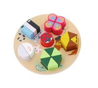 Trefl - Animal Team, Wooden Toys - Jouet en Bois, Puzzle Fruits, Blocs de Construction Colorés et Pad pour faciliter la Pose, Jouet écologique en Bois Naturel, pour Les Enfants à partir de 18 Mois