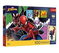Trefl - Araignée héroïque - 100 pièces - Puzzle de héros de Conte de fées coloré, combinez-Le avec Vous-même, Affiche Unique Incluse, Divertissement créatif, Amusement pour Les Enfants à partir de 5