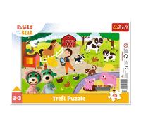 Trefl - Babies and the Bear, Bébés Charmants - Puzzle Encadrés pour Bébé, 15 Grands Pièces, Cadre et Tapis Rigide, avec Héros de Contes de Fées Bébés et Ours, Ferme,Animaux, Pour Enfants plus de 2 ans