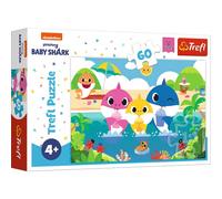 Trefl - Baby Shark, la Famille Shark en Vacances - Puzzle 60 Pièces - Puzzles Colorés avec des Personnages de Contes de Fées, Nickelodeon, Divertissement Créatif