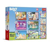 Trefl - Bluey : L'histoire de Bluey - 10 en 1, 10 Puzzles, de 20 à 48 pièces - Puzzles colorés avec Les Personnages du Dessin animé, pour Les Enfants à partir de 4 Ans