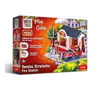 Trefl - Brick Trick My City : Caserne de Pompiers/Fire Station - 50 Briques en véritable Brique, réutilisables, kit créatif pour Les Enfants à partir de 6 Ans
