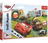 Tréfl - Cars, Voitures Heureuses - Puzzle 24 Maxi - 24 grandes pièces, puzzles colorés avec des personnages Disneyvoitures 3, Divertissement créatif, Amusant pour les enfants à partir de 3 ans