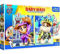 Trefl-4en1 2x10 Grands Eléments-Deux Pages à Colorier au Dos, Coloré avec Les Personnages du Conte de fées, Amusant pour Les Enfants à partir de 2 Ans Puzzle, 43004, L'équipe Joyeuse Paw Patrol