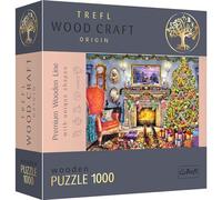 Trefl - Casse-tête en Bois : Au Coin du feu - 1 000 pièces, Wood Craft, Artisanat en Bois, 100 Figurines de Noël, Bricolage, Divertissement pour Adultes et Enfants à partir de 12 Ans.