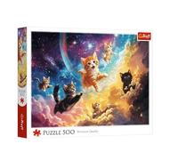 Trefl - Chats Cosmiques - Puzzle 500 Pièces - Puzzle DIY Divertissement Créatif pour Adultes et Enfants à partir de 10 Ans
