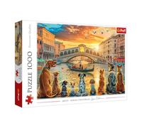 Trefl - Chiens à Venise - Puzzle de 1000 pièces - Puzzle représentant des Chiens au Bord du Canal au Coucher du Soleil, pour Adultes et Enfants à partir de 14 Ans