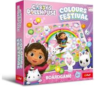 Trefl - Colours Festival, Gabby's Dollhouse - Jeu de société à mémoriser en famille, Pions avec héros de conte de fées pour chats Gabi, jeu familial pour enfants à partir de 4 ans