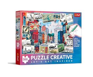 Trefl - Creative - Salutations de Londres - Puzzle 500 éléments - Puzzle DIY - Coloration par Vous-même - Divertissement créatif - pour Adultes et Enfants à partir de 10 Ans