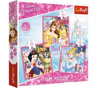 Trefl-de 20 à 50 Pièces 3 Sets pour Enfants à partir de 3 Ans Puzzle, 34833, Le Monde Enchanté des Princesses Princesse Disney