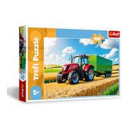 Trefl - des Machines Agricoles, Un Tracteur avec Remorque - Puzzle 100 Pièces - Puzzle avec Véhicules, Divertissement Créatif, Loisir pour Les Enfants à partir de 5 Ans