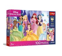 Trefl - Détente avec Les Princesses - 100 pièces - Puzzle coloré avec Les Personnages du Conte, à Assembler, Poster Unique Inclus, Divertissement créatif, Jeu pour Les Enfants à partir de 5 Ans