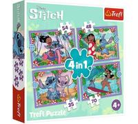 Trefl Disney Puzzle 4in1 Crazy Day Lilo & Stitch puzzle coloré pour les 4 ans et plus