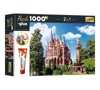 TREFL Ensemble de puzzles 2en1 Château Drachenburg dans les Siebengebirge, Allemagne 1000 pièces avec colle