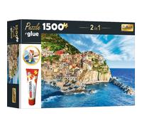 TREFL Ensemble de puzzles 2en1 Manarola, Ligurie, Italie 1500 pièces avec colle
