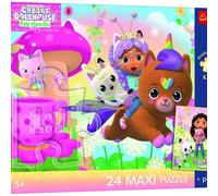 Trefl - Gabby Maison de Chat Gabby à la rescousse - Puzzle 24 Maxi - 24 Grandes pièces, Affiche Unique, Divertissement créatif, pour Enfants à partir de 3 Ans
