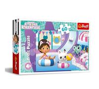 Trefl Gabby’s Dollhouse, Gabby à la Piscine 60 Pièces-Puzzle Colorés avec Personnages de Bande Dessinée, Divertissement Créatif, Loisir pour Les Enfants à partir de 4 Ans, 17393, Multicolour