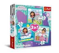 Trefl - Gabby's Dollhouse, Activités de Gabby - Puzzle 3en1, 3 Puzzles, de 20 à 50 Pièces - Puzzles Colorés avec Personnages de Bande Dessinée, Loisir pour Les Enfants à partir de 3 Ans