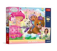 Trefl - Gabby's Dollhouse, Gabby à la rescousse - Puzzle géant de 24 pièces - 24 Grandes pièces, Affiche Originale, Divertissement créatif, pour Les Enfants à partir de 3 Ans