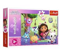 Trefl - Gabby's Dollhouse, Gabi et Son Adorable Maison - Puzzle 30 Pièces - Puzzles Colorés avec Personnages de Contes de Fées, Créatif, Chats, Musique, Amusement pour Les Enfants de 3 Ans et Plus