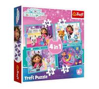 Trefl Puzzle 4 en 1 – Gabby's Dollhouse: La Grande Aventure, 4 puzzles 35–70 pièces dès 4 ans