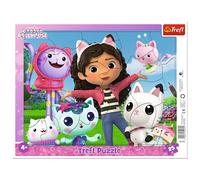 Trefl - Gabby's Dollhouse, Rencontrer Gabi - Puzzles À Cadre pour Les Tout-Petits, 25 Grandes Pièces, Cadre et Bloc Rigide, avec des Personnages de Contes de Fées, pour Les Enfants de 4 Ans et Plus