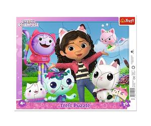 Trefl - Gabby's Dollhouse, Rencontrer Gabi - Puzzles À Cadre pour Les Tout-Petits, 25 Grandes Pièces, Cadre et Bloc Rigide, avec des Personnages de Contes de Fées, pour Les Enfants de 4 Ans et Plus