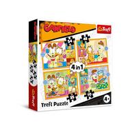 Trefl - Garfield, Garfield Aime Lazania - Puzzle 4 en 1, 4 Puzzles, de 35 à 70 Pièces - Différents Niveaux de Difficulté, pour Les Enfants à partir de 4 Ans