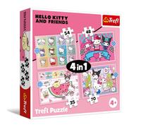 Trefl - Hello Kitty, Sweet Adventures - Puzzles 4 en 1, de 35 à 70 pièces - Différents Niveaux de difficulté, mettant en scène des Personnages de Contes de fées, à partir de 4 Ans