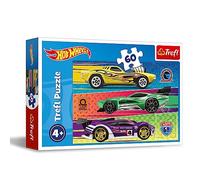 Trefl - Hot Wheels, Course - Puzzle 60 pièces - Puzzles colorés avec Voitures emblématiques, Divertissement créatif, Amusement pour Enfants à partir de 4 Ans