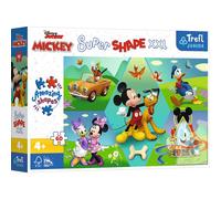 Trefl Junior - Disney, avec Mickey Mouse, C'est Toujours Plus Drôle! - Puzzles 60 XXL Super Shape - Formes Folles, Grosses Pièces, Personnages De Contes De Fées À Colorier, À Partir De 4 Ans