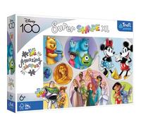 Trefl Junior - Disney, Le Monde coloré de Disney - Puzzle 160 XL Super Shape - Grandes pièces, Puzzle avec Les héros des Contes de fées de Disney, pour Enfants 6 Ans+