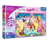 Trefl Junior - Disney Princess, Le Monde Des Princesses en Rose - Puzzle 160 XL Super Shape - Formes Folles, Grandes Pièces, Personnages De Contes De Fées À Colorier, 6 Ans Et Plus