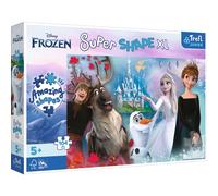Trefl Junior - Frozen, Amusant Dans le Monde d'Anna et Elsa - Puzzles 104 XL Super Shapes - Formes Folles, Grosses Pièces, Coloriage Avec Les Personnages De Contes De Fées Kraina Lodu, 5 Ans Et +.
