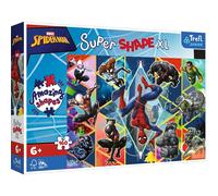 Trefl Junior - Marvel Spiderman, Rejoignez Spiderman - Puzzles 160 XL Super Shape - Formes Folles, Grandes Pièces, Personnages De Contes De Fées À Colorier, 6 Ans Et +.