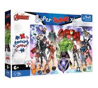 Trefl Junior - Marvel The Avengers, Le Courage des Avengers - Puzzles 160 XL Super Shape - Formes Folles, Grosses Pièces, Personnages De Contes De Fées À Colorier, À Partir De 6 Ans.
