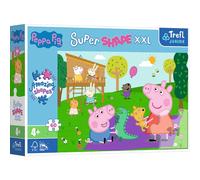 Trefl Junior - Peppa Pig, Joue avec Son Frère - Puzzles 60 XXL Super Shape - Formes Folles, Grosses Pièces, Personnages De Contes De Fées À Colorier, À Partir De 4 Ans