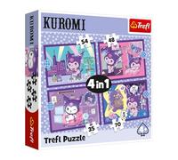Trefl Puzzle Kuromi Day – 4 en 1, 4 puzzles 35–70 pièces, niveaux de difficulté – Dès 4 ans