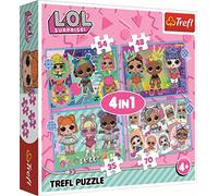Tréfl - L.O.L. Surprise, Rencontrez Les poupées - Puzzle 4en1, 4 Puzzles, de 35 à 70 pièces - Puzzles pour Les Petits Fans de Poupées L.O.L., Divertissement, pour Les Enfants à partir de 4 Ans