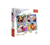 Trefl - Le Joyeux Monde de Disney - Puzzles 4 en 1, de 35 à 70 pièces - Encanto, La Reine des Neiges, Alice au Pays des Merveilles, Le Roi Lion, pour Enfants 4 Ans+